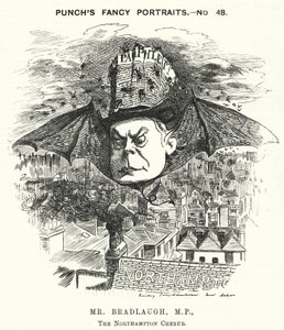 Punch cartoon: Charles Bradlaugh, anglický liberální politik a ateista (rytina) od Edward Linley (after) Sambourne