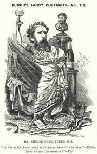 Punch cartoon: Christopher Sykes, anglický konzervativní politik (rytina) od Edward Linley (after) Sambourne