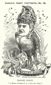 Punch cartoon: Emma Albani, kanadská operní zpěvačka (rytina) od Edward Linley (after) Sambourne