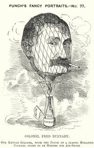 Punch cartoon: Frederick Burnaby, britský armádní zpravodajský důstojník a balonista (rytina) od Edward Linley (after) Sambourne