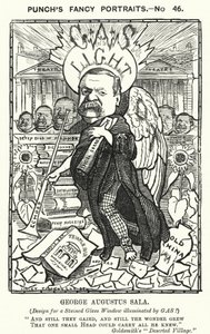 Punch cartoon: George Augustus Sala, anglický autor a novinář (rytina) od Edward Linley (after) Sambourne