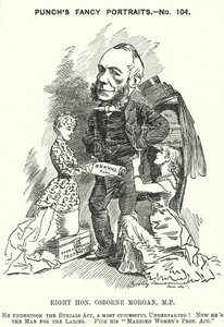 Punch cartoon: George Osborne Morgan, velšský právník a liberální politik (rytina) od Edward Linley (after) Sambourne