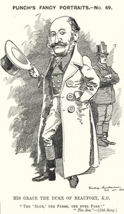 Punch cartoon: Henry Charles Fitzroy Somerset, 8. vévoda z Beaufortu, anglický voják a konzervativní politik (rytina) od Edward Linley (after) Sambourne