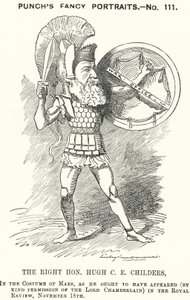 Punch cartoon: Hugh Childers, anglický liberální politik (rytina)