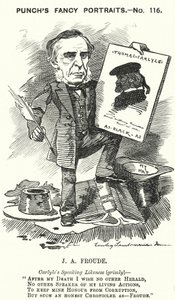 Punch cartoon: James Anthony Froude, anglický historik, romanopisec a autor životopisů (rytina) od Edward Linley (after) Sambourne