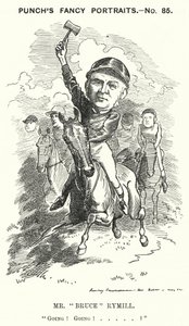 Punch cartoon: Pan "Bruce" Rymill (rytina) od Edward Linley (after) Sambourne