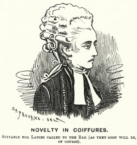 Punch cartoon: Novelty in Coiffures (rytina) od Edward Linley (after) Sambourne