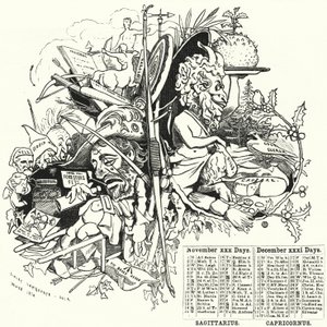 Punč karikatura: listopad a prosinec (rytina) od Edward Linley (after) Sambourne