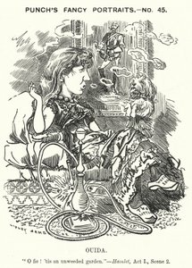 Punch cartoon: Ouida (Maria Louise Rame), anglický romanopisec (rytina) od Edward Linley (after) Sambourne