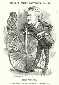Punch cartoon: Richard Wagner, německý skladatel (rytina) od Edward Linley (after) Sambourne