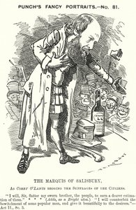 Punch cartoon: Robert Gascoyne-Cecil, 3. markýz ze Salisbury, anglický konzervativní politik (rytina) od Edward Linley (after) Sambourne