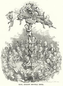 Punch cartoon: Royal Academy Maypole Dance (rytina) od Edward Linley (after) Sambourne