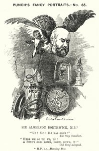 Punč karikatura: Sir Algernon Borthwick od Edward Linley (after) Sambourne