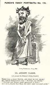 Punch cartoon: Sir Andrew Clarke, britský lékař, lékař Williama Ewarta Gladstonea (rytina) od Edward Linley (after) Sambourne