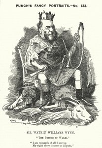 Punch cartoon: Sir Watkin Williams-Wynn, 6. Baronet, velšský konzervativní politik (rytina) od Edward Linley (after) Sambourne