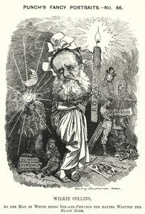 Punch cartoon: Wilkie Collins, anglický romanopisec, dramatik a povídkář (rytina) od Edward Linley (after) Sambourne