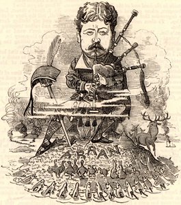 William Douglas-Hamilton hrající na dudy od Edward Linley Sambourne