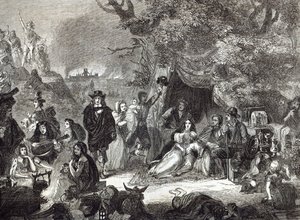 Highgate Fields během velkého požáru Londýna v roce 1666
