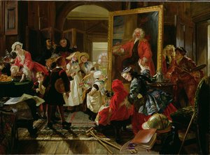 Hogarthův ateliér v roce 1739 (olej na plátně)