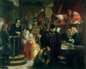 Soudce Jeffries (1648–1689) Zneužití vrháním na Richarda Baxtera (1615–1691) v jeho procesu