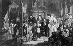 Král Jakub II. 1633-1701 obdržel zprávu o vylodění prince Oranžského, 1890. od Edward Matthew Ward