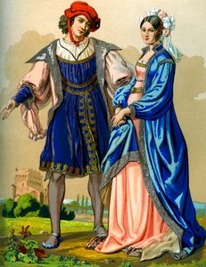 Urozený francouzský pár na konci 15. století 1849.
