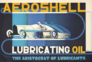 Plakát propagující mazací olej Aeroshell