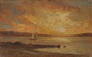 Loď na moři od Edward Mitchell Bannister