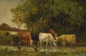 Krávy v krajině od Edward Mitchell Bannister