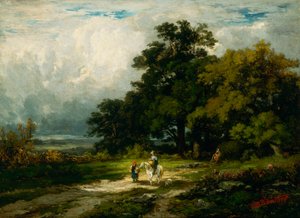 Bez názvu (muž na koni se ženou a psem) od Edward Mitchell Bannister