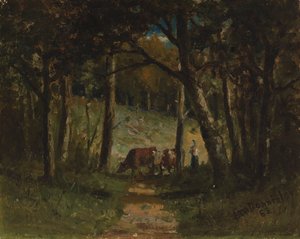 Krávy bez názvu na cestě v lese, 1883. od Edward Mitchell Bannister