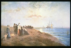 Nalodění poutníků (olej na plátně) od Edward Moran