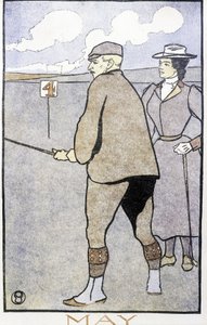Pár hrající golf - v "" Golfovém kalendáři"" od Edwarda Penfielda od Edward Penfield