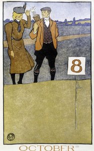 Pár hrající golf – v „“ Golfovém kalendáři““ od Edwarda Penfielda, ed. 1899 od Edward Penfield