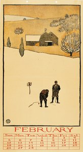 Golfový kalendář. Únor - Oeuvre de Edward Penfield (1866-1925) - 1899 - Barevná litografie - 41x28,6 - Museu Nacional d