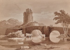 Krajina s mostem a krávy od Edward Pretty