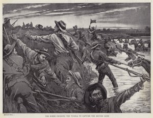Búrové překračující Tugelu, aby zajali britská děla (litho) od Edward Read
