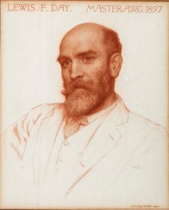 Lewis Foreman Day (1845-1910) návrhář, mistr cechu uměleckých dělníků v roce 1897, 1900 (červená křída na papíře) od Edward Robert Hughes