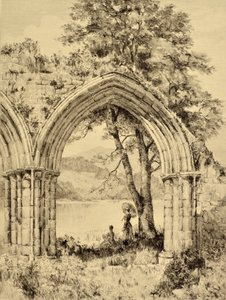 The Forth: Lake of Menteith z převorství Inchmahome, kolem roku 1880 (lept)