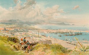 Barcelona, z Montjuich (barevné lito)