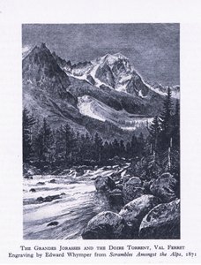 The Grand Jorasses and the Doire Torrent, Val Ferrett, z British Adventure vydané nakladatelstvím Collins, 1947