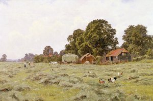 Výroba sena v Fittleworth, Sussex (olej na plátně)