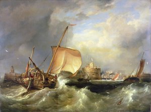 Francouzská sleďová loď vjíždějící do přístavu u Havre de Grace od Edward William Cooke