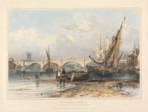 New London Bridge z Billingsgate (nízká voda) od Edward William Cooke