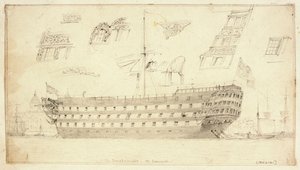 Dreadnought u Greenwiche, asi 1830 (grafit) od Edward William Cooke
