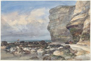 Skalnatá pláž a útesy ve Fécampu od Edward William Cooke