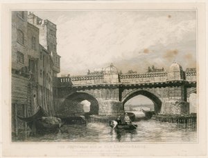 Southwark End of Old London Bridge od Edward William Cooke