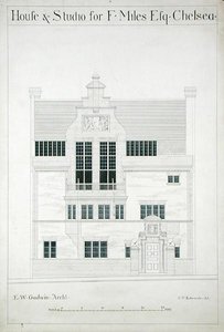 Dům a ateliér pro F. Milese Esq, Chelsea, vyryl C.P. Edwards (viz také 176482-485) od Edward William after Godwin