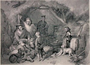 The Highland Whisky Still, rytý Robert Graves, publikoval 1876 (rytina)