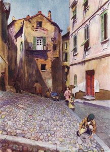 Korsika: Staré domy, Bastia (barva litho)